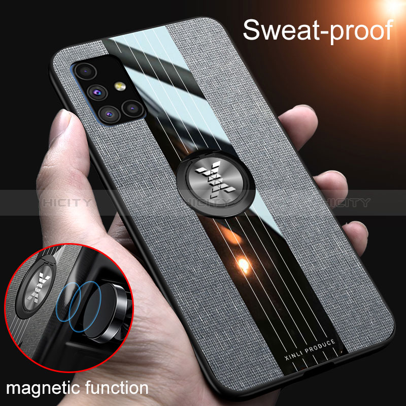 Custodia Silicone Ultra Sottile Morbida Cover con Magnetico Anello Supporto X01L per Samsung Galaxy M51