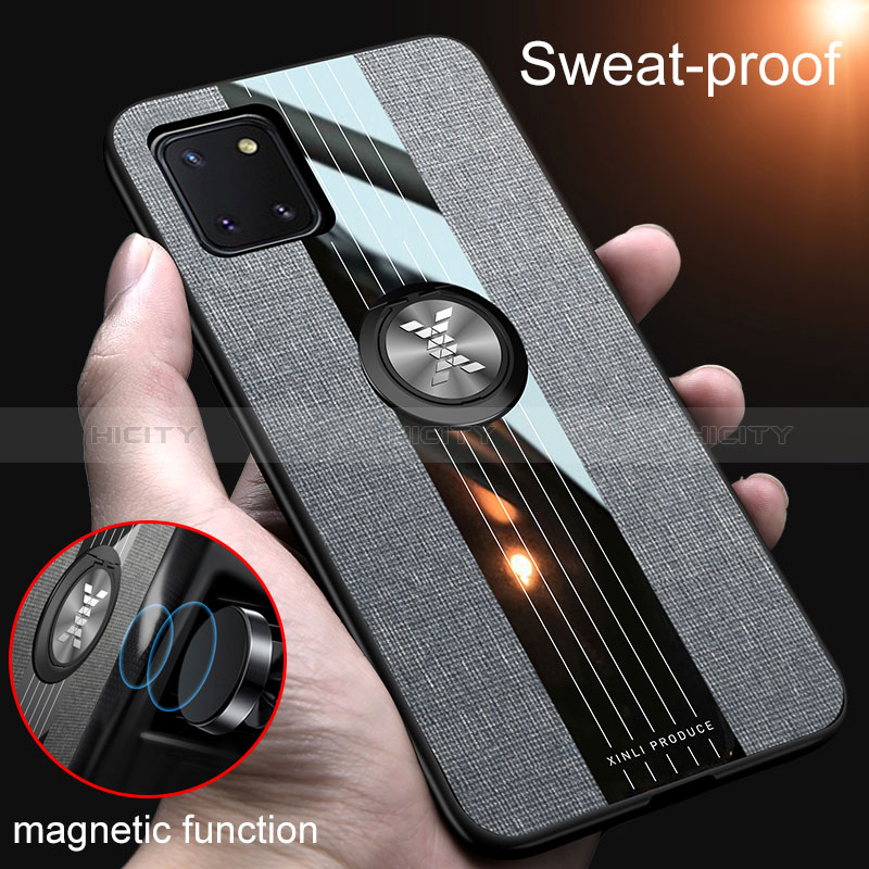 Custodia Silicone Ultra Sottile Morbida Cover con Magnetico Anello Supporto X01L per Samsung Galaxy M60s