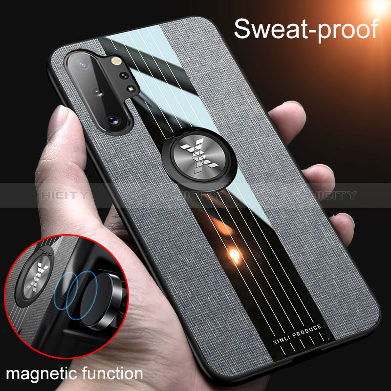 Custodia Silicone Ultra Sottile Morbida Cover con Magnetico Anello Supporto X01L per Samsung Galaxy Note 10 Plus 5G