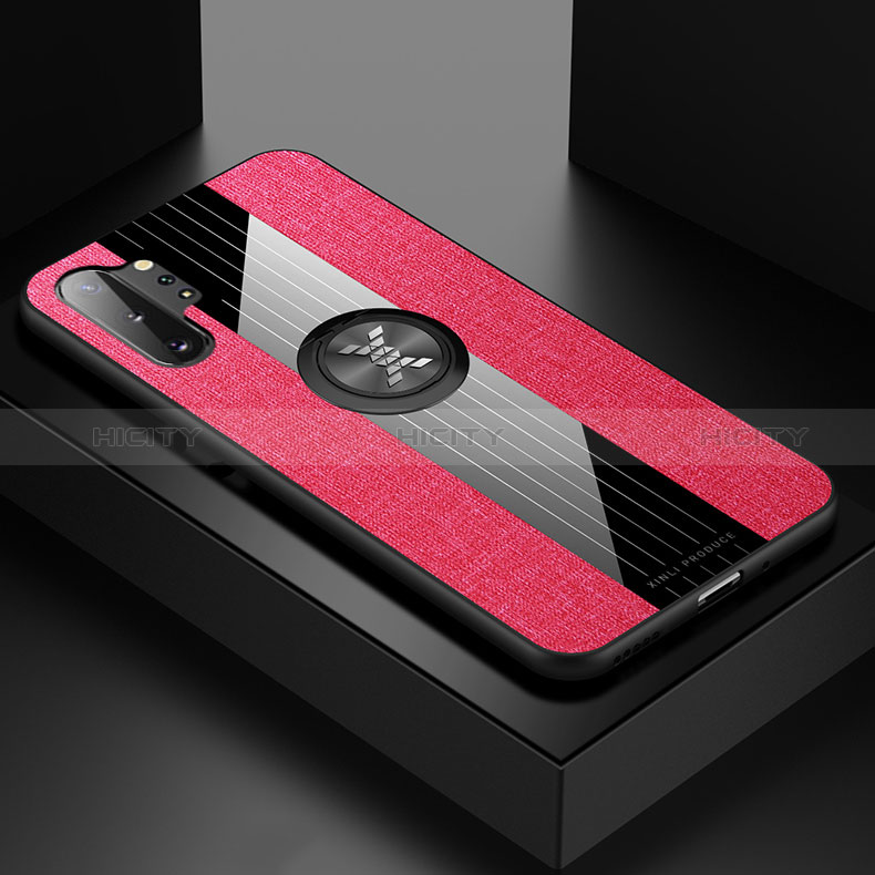 Custodia Silicone Ultra Sottile Morbida Cover con Magnetico Anello Supporto X01L per Samsung Galaxy Note 10 Plus 5G Rosso