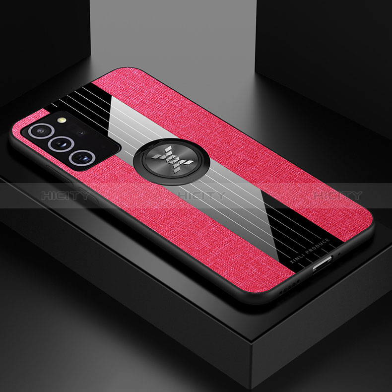 Custodia Silicone Ultra Sottile Morbida Cover con Magnetico Anello Supporto X01L per Samsung Galaxy Note 20 5G Rosso