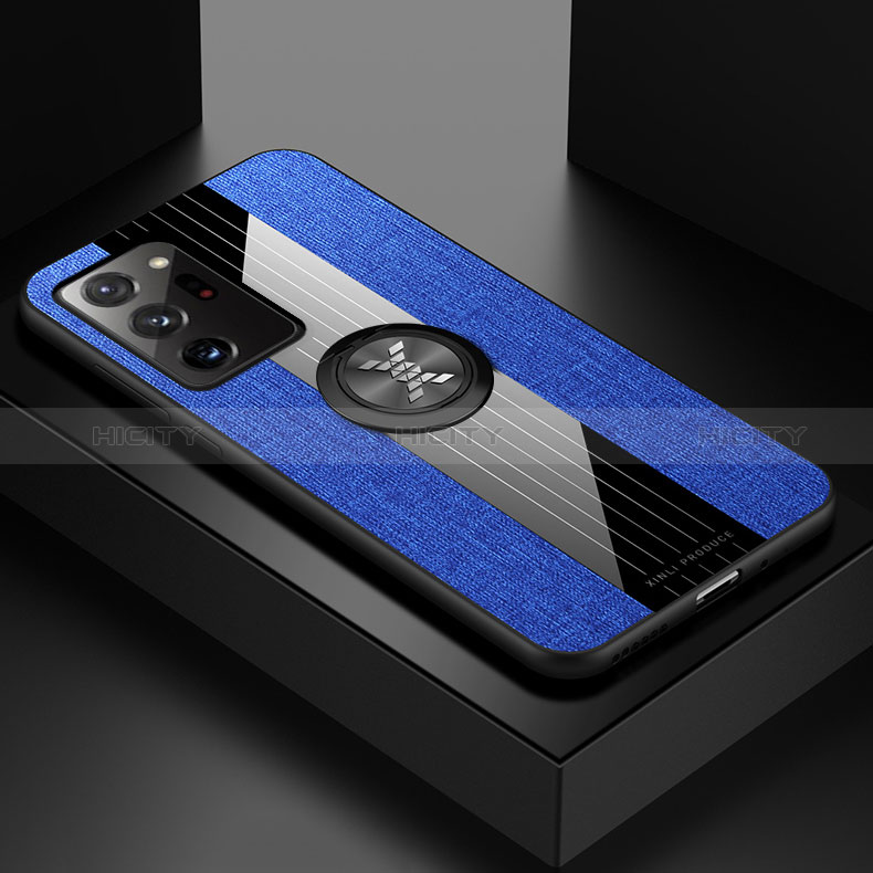 Custodia Silicone Ultra Sottile Morbida Cover con Magnetico Anello Supporto X01L per Samsung Galaxy Note 20 Ultra 5G Blu