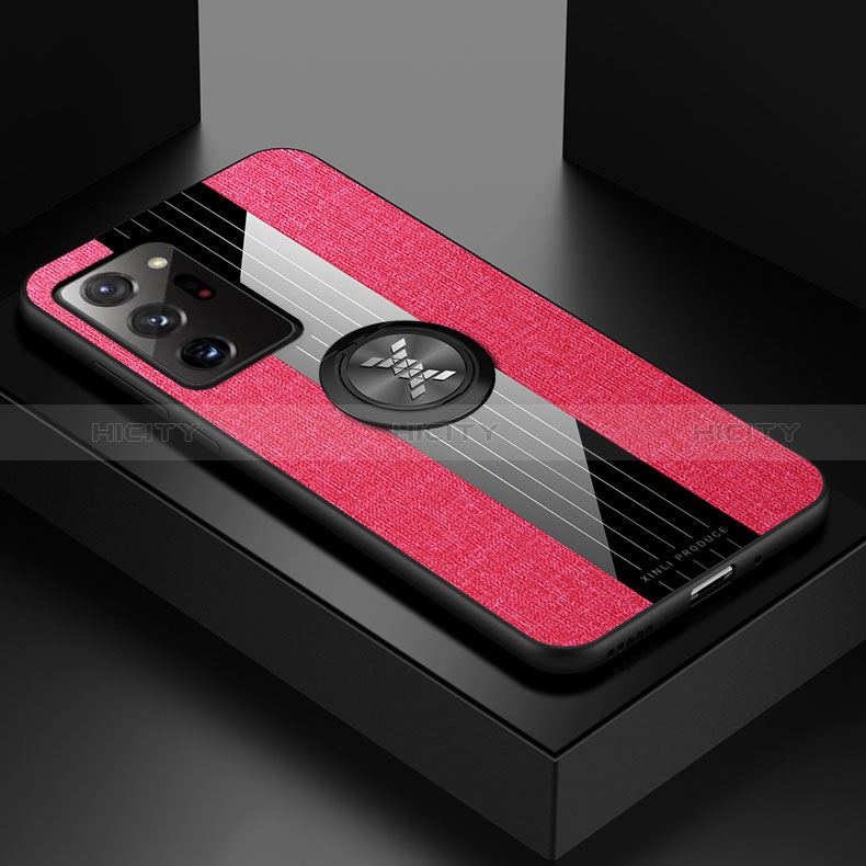 Custodia Silicone Ultra Sottile Morbida Cover con Magnetico Anello Supporto X01L per Samsung Galaxy Note 20 Ultra 5G Rosso