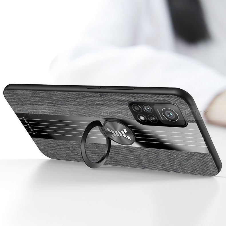 Custodia Silicone Ultra Sottile Morbida Cover con Magnetico Anello Supporto X01L per Xiaomi Mi 10T 5G