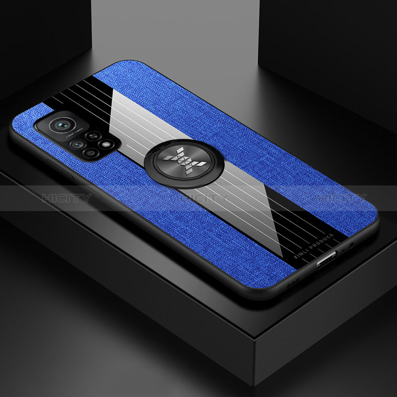 Custodia Silicone Ultra Sottile Morbida Cover con Magnetico Anello Supporto X01L per Xiaomi Mi 10T 5G Blu