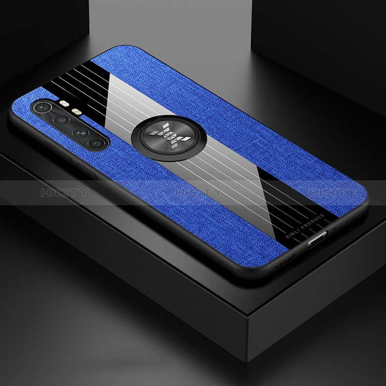 Custodia Silicone Ultra Sottile Morbida Cover con Magnetico Anello Supporto X01L per Xiaomi Mi Note 10 Lite Blu