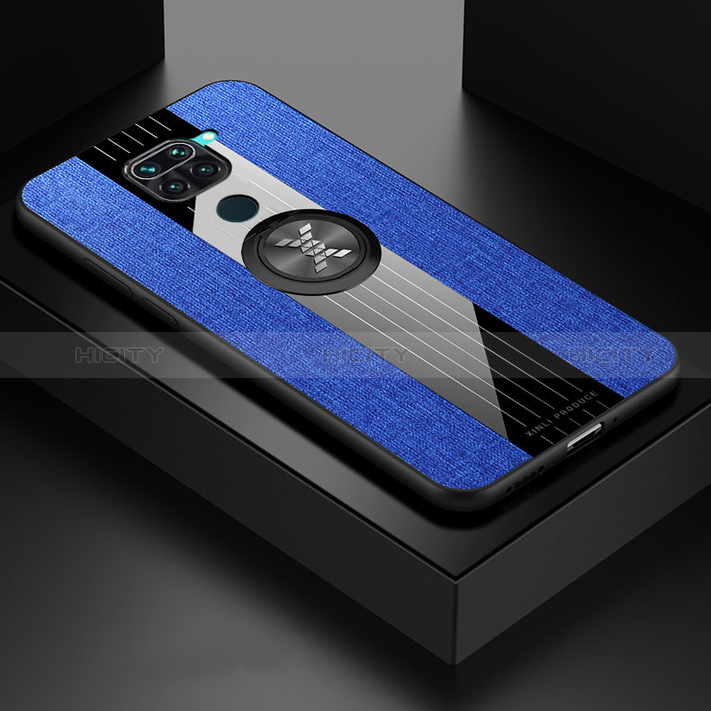 Custodia Silicone Ultra Sottile Morbida Cover con Magnetico Anello Supporto X01L per Xiaomi Redmi 10X 4G Blu