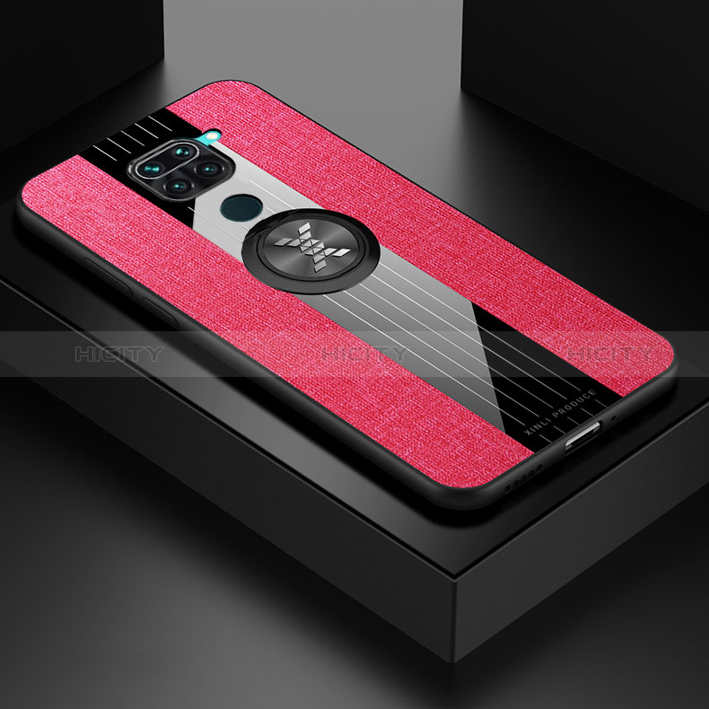 Custodia Silicone Ultra Sottile Morbida Cover con Magnetico Anello Supporto X01L per Xiaomi Redmi 10X 4G Rosso