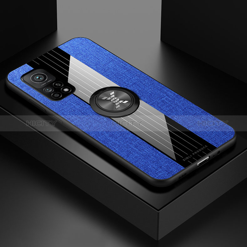 Custodia Silicone Ultra Sottile Morbida Cover con Magnetico Anello Supporto X01L per Xiaomi Redmi K30S 5G Blu