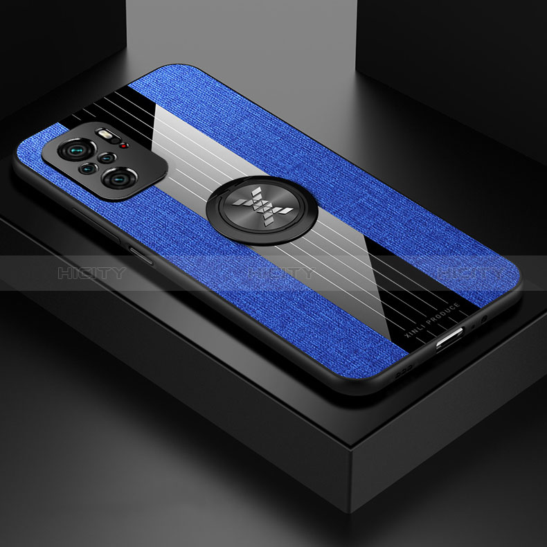 Custodia Silicone Ultra Sottile Morbida Cover con Magnetico Anello Supporto X01L per Xiaomi Redmi Note 10 4G