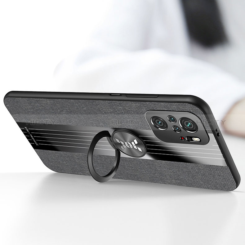 Custodia Silicone Ultra Sottile Morbida Cover con Magnetico Anello Supporto X01L per Xiaomi Redmi Note 10 4G