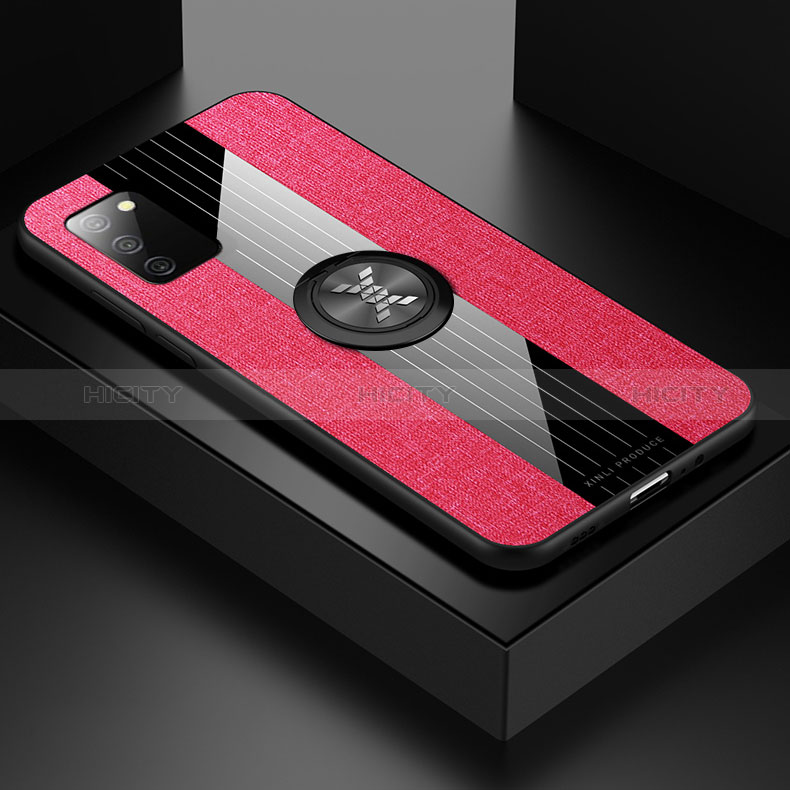 Custodia Silicone Ultra Sottile Morbida Cover con Magnetico Anello Supporto X02L per Samsung Galaxy A02s Rosso