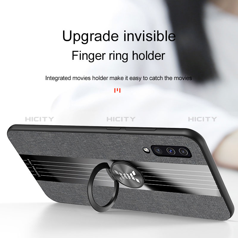 Custodia Silicone Ultra Sottile Morbida Cover con Magnetico Anello Supporto X02L per Samsung Galaxy A50S