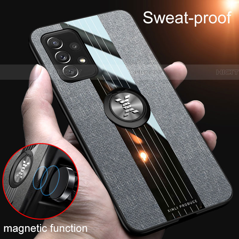 Custodia Silicone Ultra Sottile Morbida Cover con Magnetico Anello Supporto X02L per Samsung Galaxy A72 4G