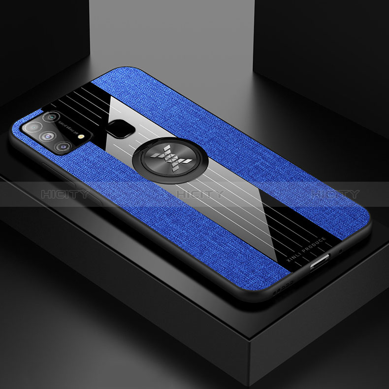 Custodia Silicone Ultra Sottile Morbida Cover con Magnetico Anello Supporto X02L per Samsung Galaxy M31 Prime Edition