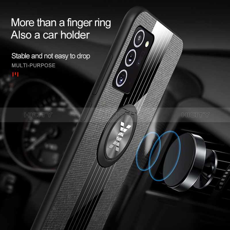 Custodia Silicone Ultra Sottile Morbida Cover con Magnetico Anello Supporto X02L per Samsung Galaxy Note 20 5G