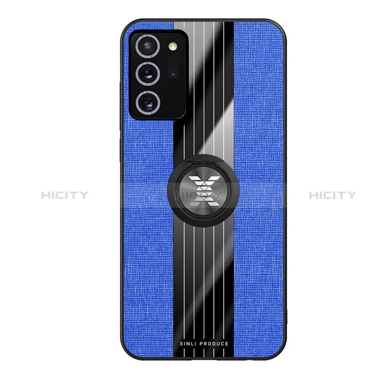Custodia Silicone Ultra Sottile Morbida Cover con Magnetico Anello Supporto X02L per Samsung Galaxy Note 20 5G Blu