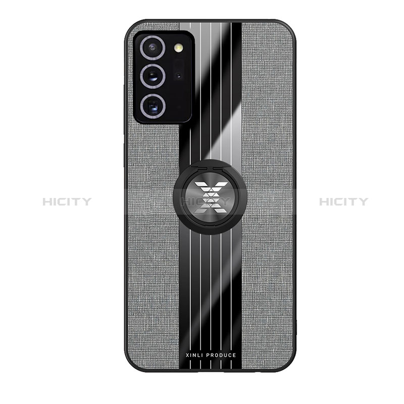 Custodia Silicone Ultra Sottile Morbida Cover con Magnetico Anello Supporto X02L per Samsung Galaxy Note 20 5G Grigio