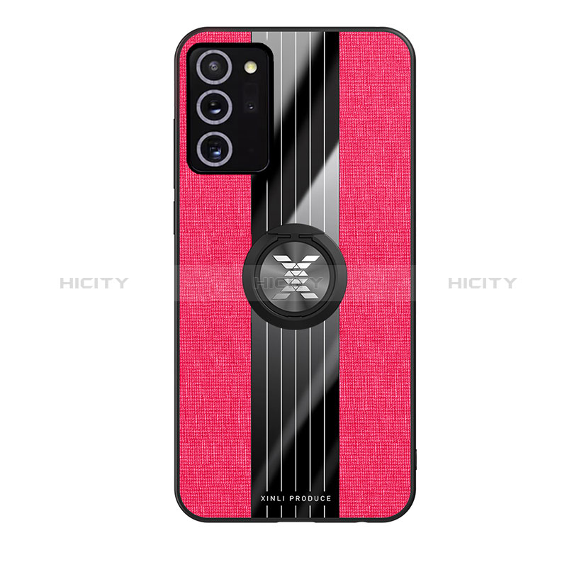 Custodia Silicone Ultra Sottile Morbida Cover con Magnetico Anello Supporto X02L per Samsung Galaxy Note 20 5G Rosso