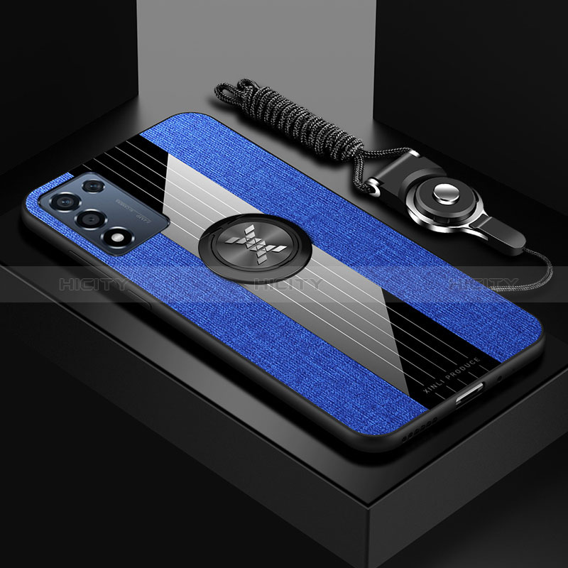 Custodia Silicone Ultra Sottile Morbida Cover con Magnetico Anello Supporto X03L per Oppo K9S 5G Blu