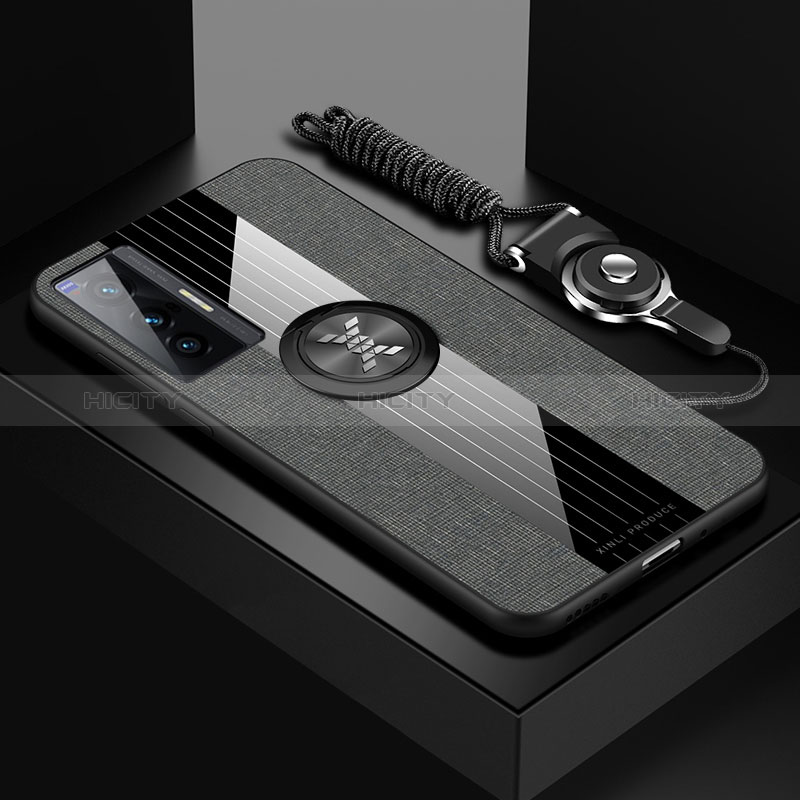 Custodia Silicone Ultra Sottile Morbida Cover con Magnetico Anello Supporto X03L per Vivo X70 5G