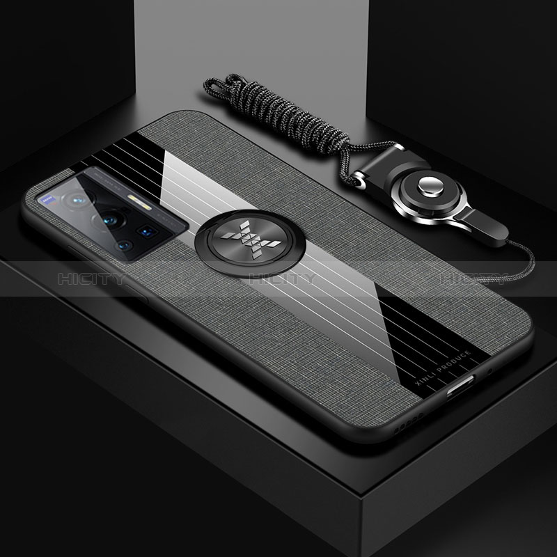 Custodia Silicone Ultra Sottile Morbida Cover con Magnetico Anello Supporto X03L per Vivo X70 Pro 5G