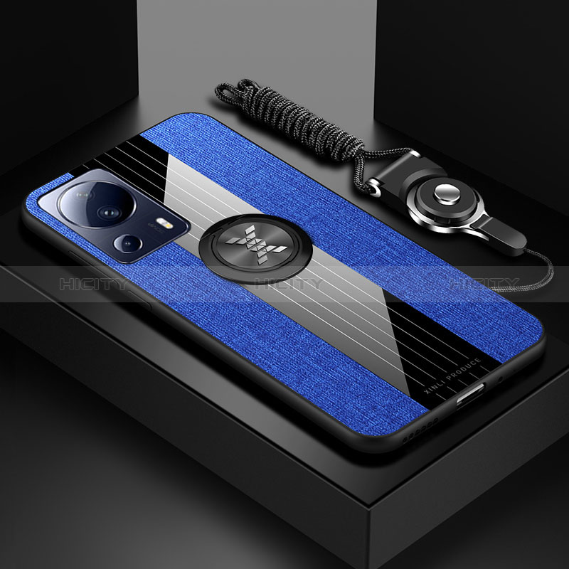 Custodia Silicone Ultra Sottile Morbida Cover con Magnetico Anello Supporto X03L per Xiaomi Mi 13 Lite 5G Blu