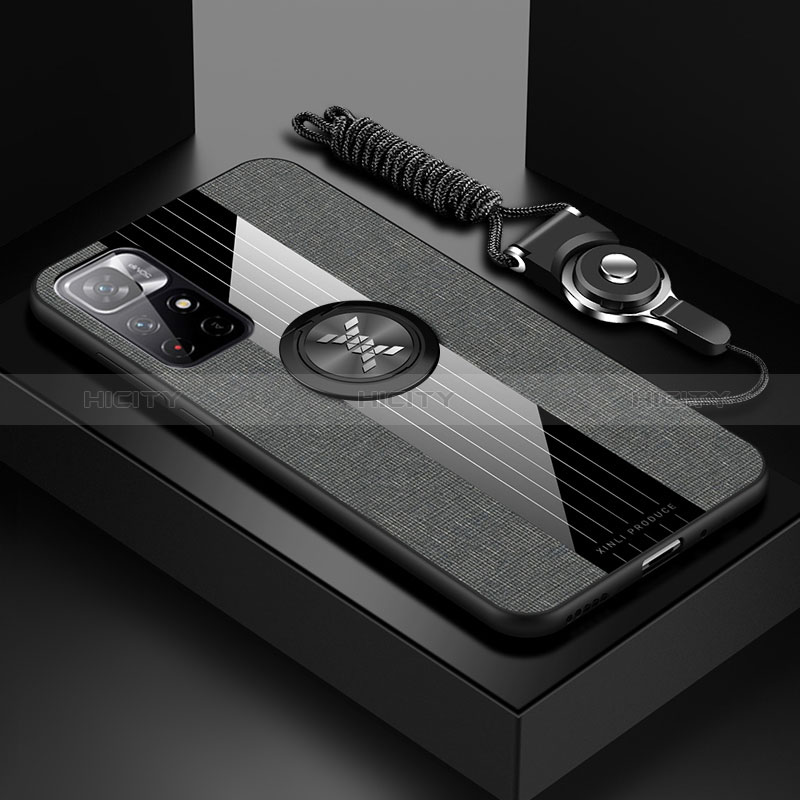 Custodia Silicone Ultra Sottile Morbida Cover con Magnetico Anello Supporto X03L per Xiaomi Poco M4 Pro 5G