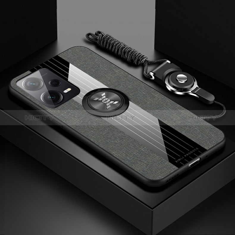 Custodia Silicone Ultra Sottile Morbida Cover con Magnetico Anello Supporto X03L per Xiaomi Redmi Note 12 Pro 5G