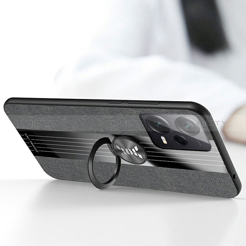 Custodia Silicone Ultra Sottile Morbida Cover con Magnetico Anello Supporto X03L per Xiaomi Redmi Note 12 Pro 5G