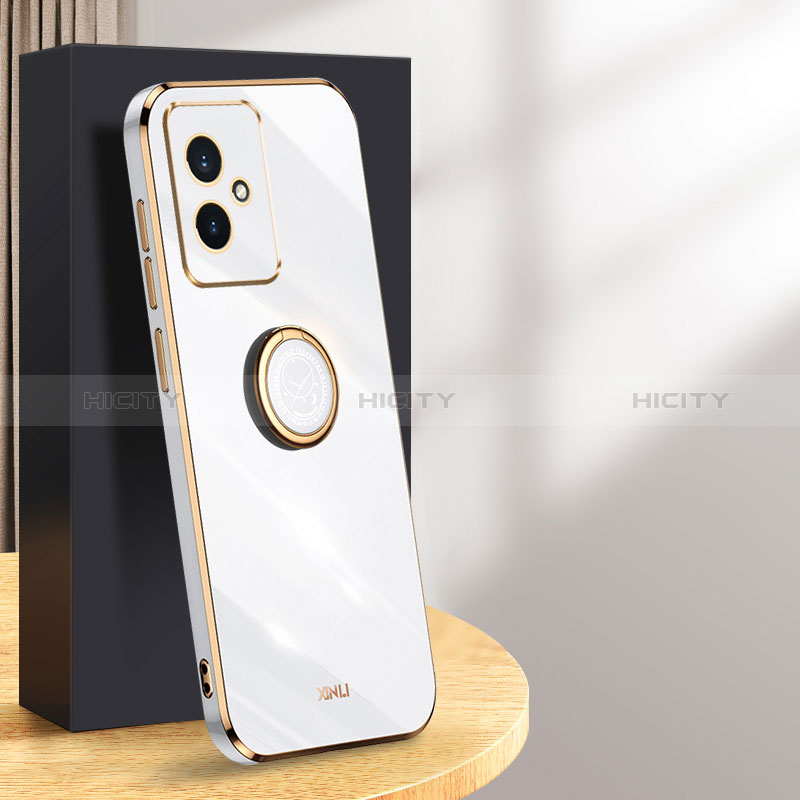 Custodia Silicone Ultra Sottile Morbida Cover con Magnetico Anello Supporto XL1 per Huawei Honor 100 5G Bianco