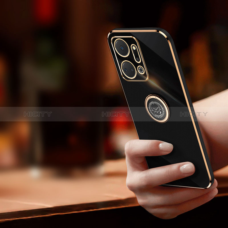 Custodia Silicone Ultra Sottile Morbida Cover con Magnetico Anello Supporto XL1 per Huawei Honor X7a