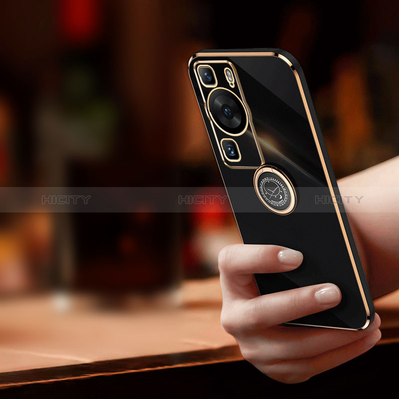 Custodia Silicone Ultra Sottile Morbida Cover con Magnetico Anello Supporto XL1 per Huawei P60