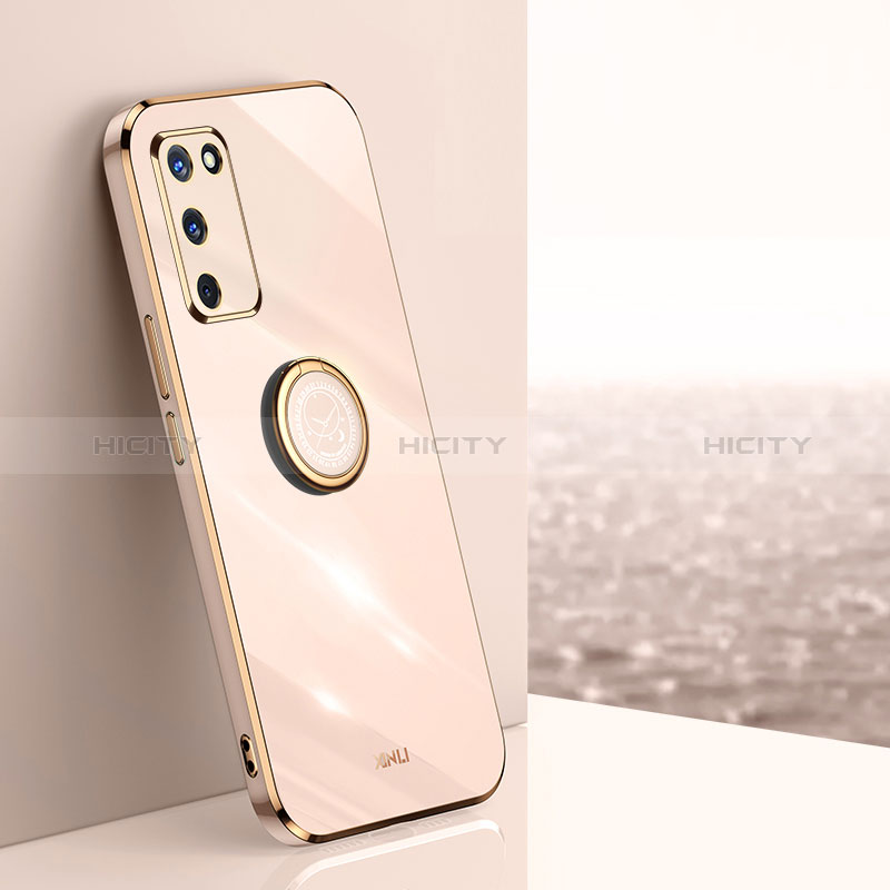 Custodia Silicone Ultra Sottile Morbida Cover con Magnetico Anello Supporto XL1 per Oppo A56 5G Oro