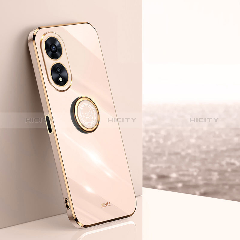 Custodia Silicone Ultra Sottile Morbida Cover con Magnetico Anello Supporto XL1 per Oppo A78 5G Oro