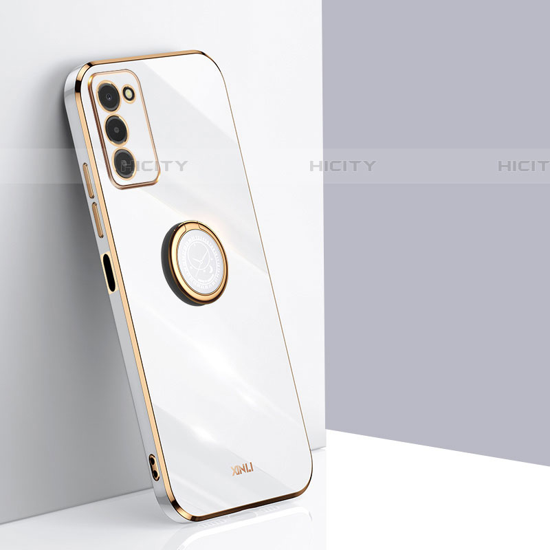 Custodia Silicone Ultra Sottile Morbida Cover con Magnetico Anello Supporto XL1 per Samsung Galaxy A03s Bianco