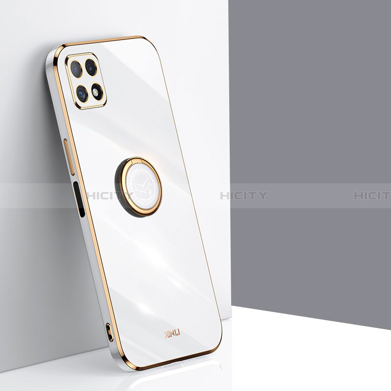Custodia Silicone Ultra Sottile Morbida Cover con Magnetico Anello Supporto XL1 per Samsung Galaxy A22 5G Bianco