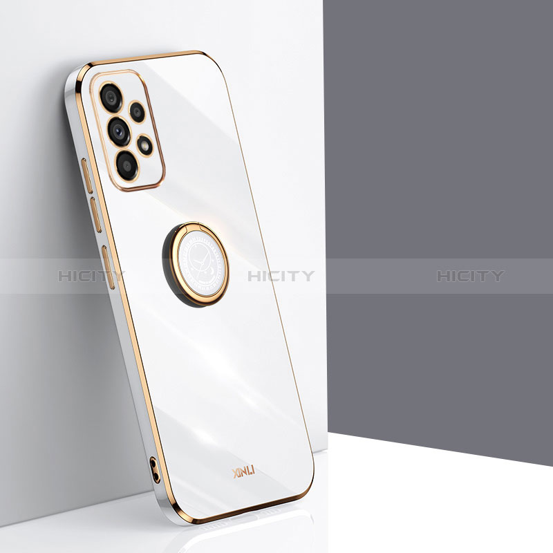 Custodia Silicone Ultra Sottile Morbida Cover con Magnetico Anello Supporto XL1 per Samsung Galaxy A23 5G Bianco