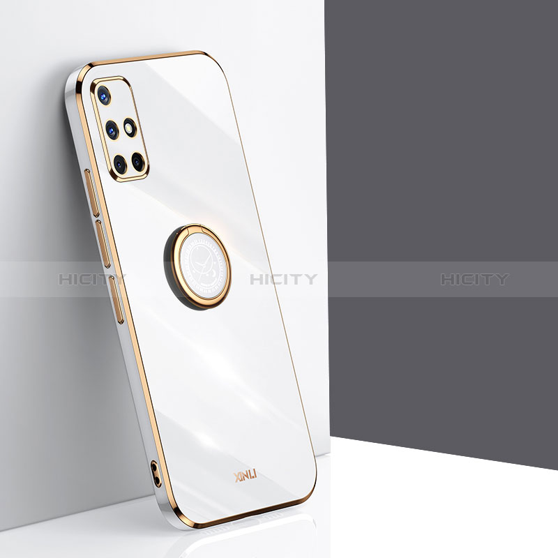 Custodia Silicone Ultra Sottile Morbida Cover con Magnetico Anello Supporto XL1 per Samsung Galaxy M40S Bianco
