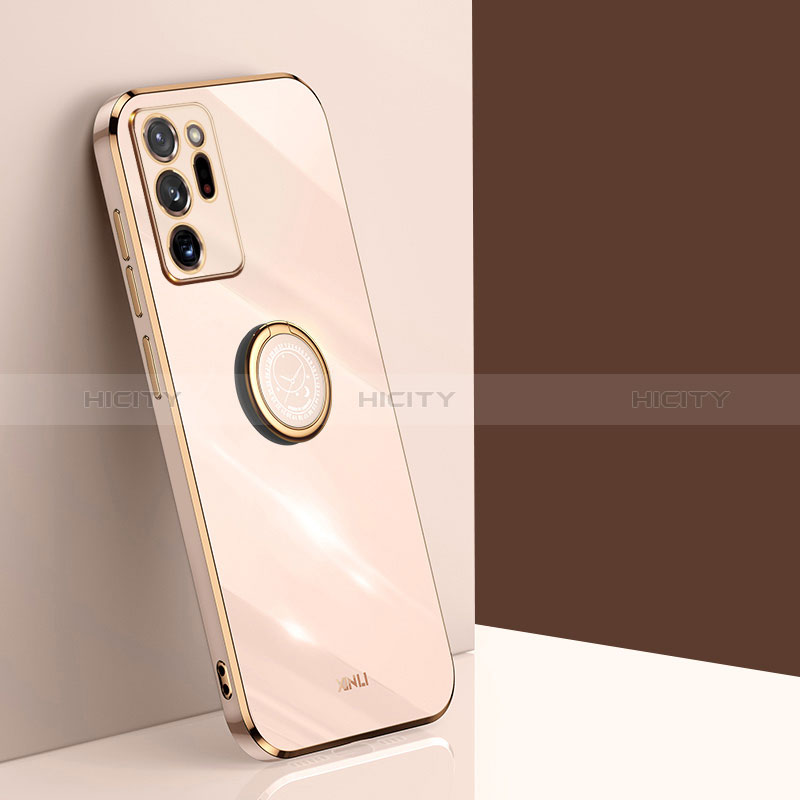 Custodia Silicone Ultra Sottile Morbida Cover con Magnetico Anello Supporto XL1 per Samsung Galaxy Note 20 Ultra 5G Oro