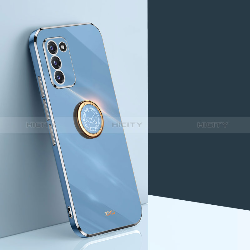 Custodia Silicone Ultra Sottile Morbida Cover con Magnetico Anello Supporto XL1 per Samsung Galaxy S20 5G Blu