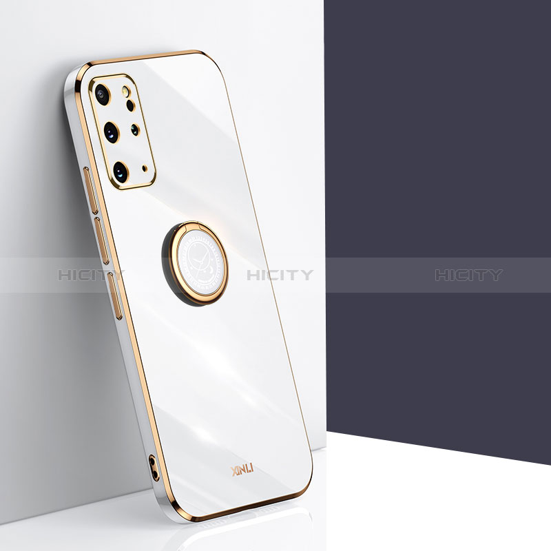 Custodia Silicone Ultra Sottile Morbida Cover con Magnetico Anello Supporto XL1 per Samsung Galaxy S20 Plus 5G Bianco