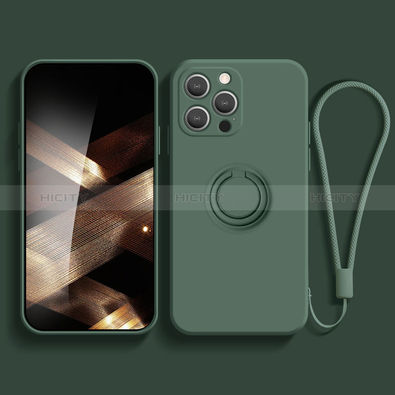 Custodia Silicone Ultra Sottile Morbida Cover con Magnetico Anello Supporto YK1 per Apple iPhone 13 Pro