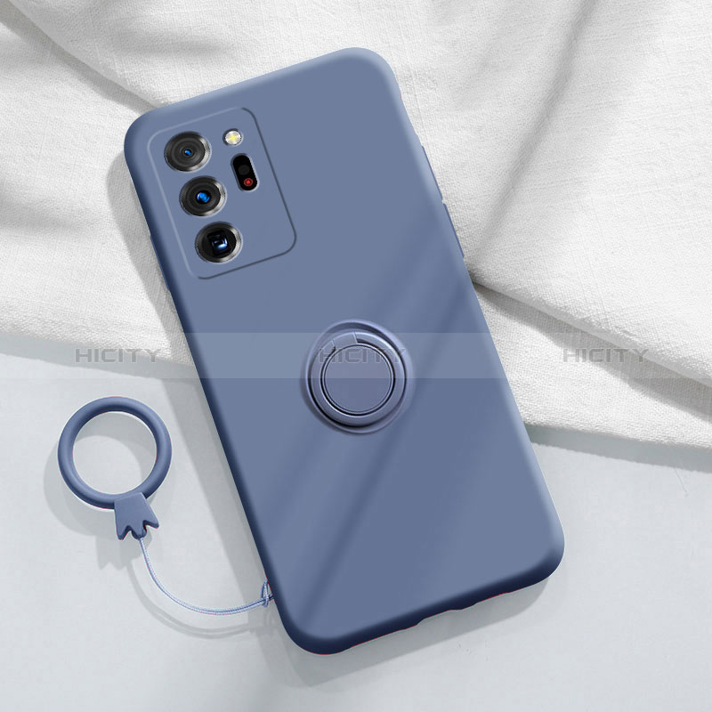 Custodia Silicone Ultra Sottile Morbida Cover con Magnetico Anello Supporto YK1 per Samsung Galaxy Note 20 Ultra 5G Grigio Lavanda