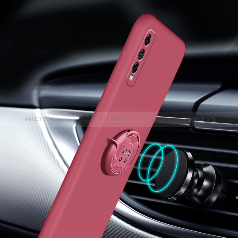 Custodia Silicone Ultra Sottile Morbida Cover con Magnetico Anello Supporto YK1 per Vivo Y30