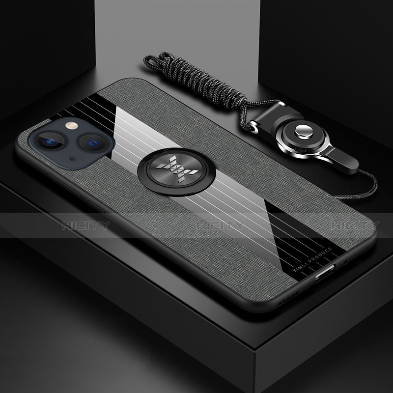 Custodia Silicone Ultra Sottile Morbida Cover con Magnetico Anello Supporto Z01 per Apple iPhone 13 Mini