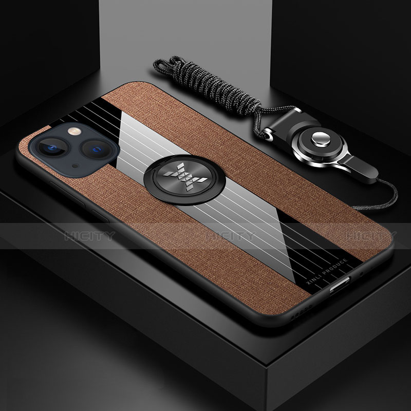 Custodia Silicone Ultra Sottile Morbida Cover con Magnetico Anello Supporto Z01 per Apple iPhone 13 Mini