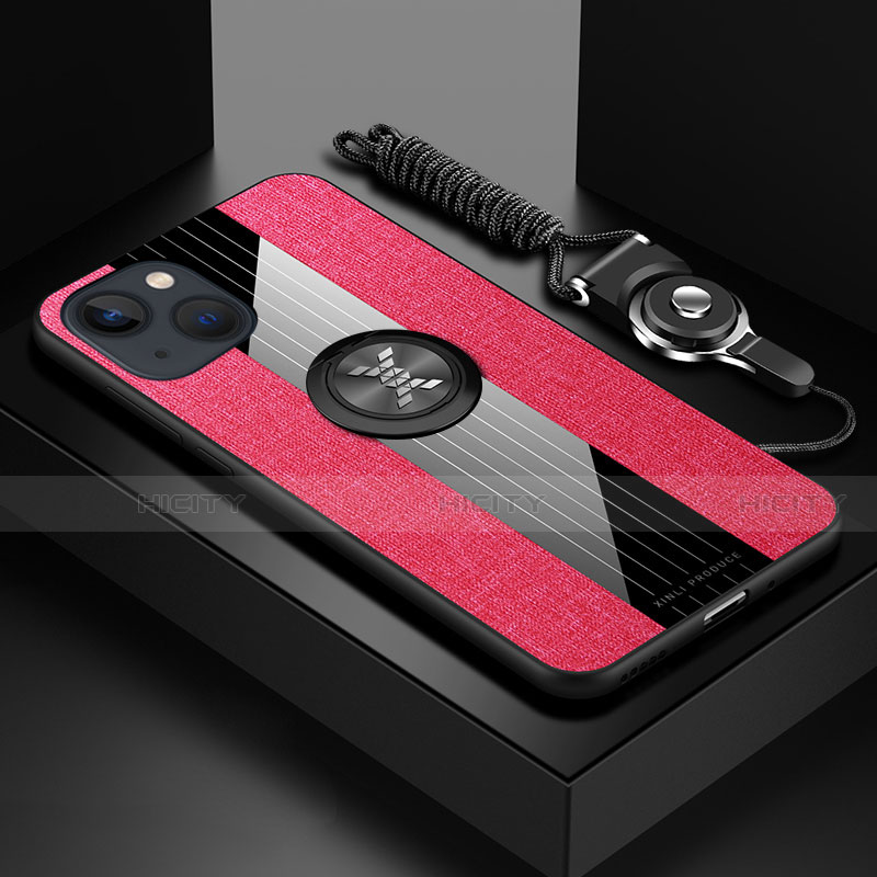 Custodia Silicone Ultra Sottile Morbida Cover con Magnetico Anello Supporto Z01 per Apple iPhone 13 Mini