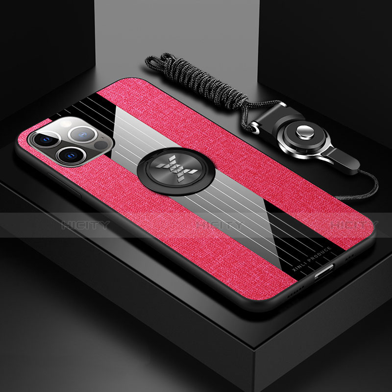 Custodia Silicone Ultra Sottile Morbida Cover con Magnetico Anello Supporto Z01 per Apple iPhone 13 Pro