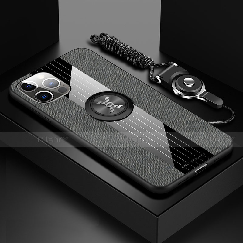 Custodia Silicone Ultra Sottile Morbida Cover con Magnetico Anello Supporto Z01 per Apple iPhone 14 Pro